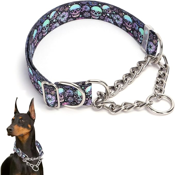 Choker Collar for Dogs，Stainless Steel Chain Martingale Collar for Dogs, No Pull Slip Cinch Choker Choke Heavy Duty Dog Collars
