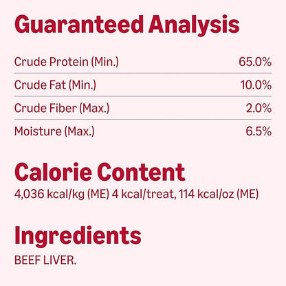 Amazon Basics Freeze-Dried Raw Single Ingredient Dog Treats (Previously Wag), Beef Liver, High Protein, Grain-Free, 3.3 Ounce (Pack of 1), Packaging may vary