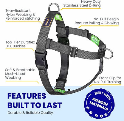 Freedom No Pull Dog Harness, Easy Walker, Stop Pulling with Two Stainless D-Rings, Comfortable, Sewn-in Instructions Tags for Easy Use, for Small Dogs Weight 20-30 lbs (Black, Small)