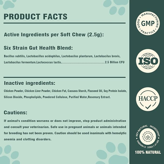 Probiotics for Dogs, 200 Soft Chews, Support Gut Health, Diarrhea Relief, Seasonal Allergies, Dog Probiotic Chews for Itchy Skin & Dog Yeast Infection, Chicken Flavor