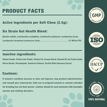 Probiotics for Dogs, 200 Soft Chews, Support Gut Health, Diarrhea Relief, Seasonal Allergies, Dog Probiotic Chews for Itchy Skin & Dog Yeast Infection, Chicken Flavor