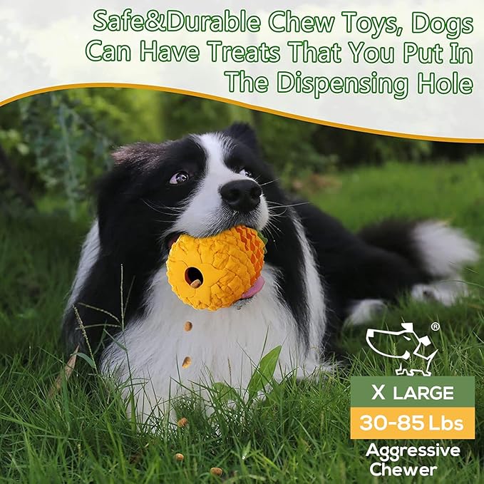 M.C.works Dog Toy for Aggressive Chewers Large Breeds, Indestructible Dog Teeth Clean, Pineapple Tough Treat Dispensing Toys for Large Dogs (Giant)