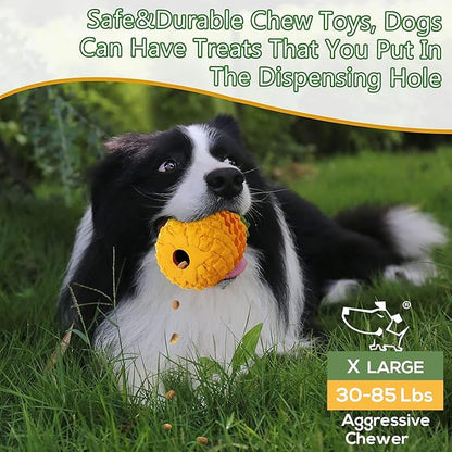 M.C.works Dog Toy for Aggressive Chewers Large Breeds, Indestructible Dog Teeth Clean, Pineapple Tough Treat Dispensing Toys for Large Dogs (Giant)