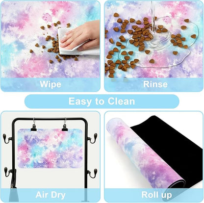 Dog Food Mats for Floors Waterproof Mat for Cat Food and Water Bowls - Absorbent Quick Dry Non Slip Mat for Pet Feeding