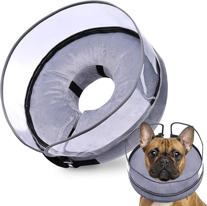 BARKLESS Dog Cone, Inflatable Dog Cone After Surgery for Small Medium Breeds, Soft Surgery Collar with Enhanced Anti-Licking Guard Shield for Pets, Patented Protective Donut Collar