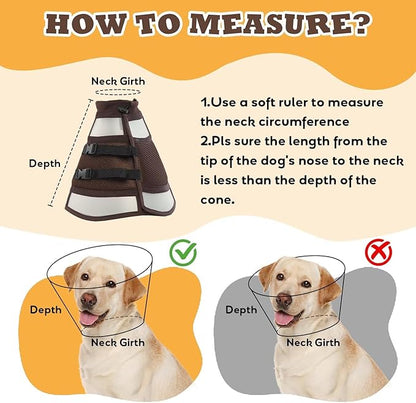 Soft Dog Cone for Dogs After Surgery,Foldable Dog's Cone Collar,Adjustable E Collar Alternative to Stop Licking,Pet Cones for Dog,Doggy Surgery Collar,Dogs Recovery Collars & Cones,Brown,M