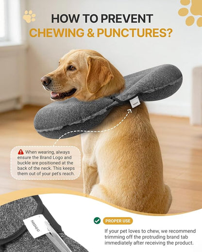 MIDOG Dog Cone Collar for Large Medium Dogs, Soft Inflatable Dog Cone Alternative After Surgery, Adjustable Protective Recovery Cone - Patented Alternative E Collar Does Not Block Vision (Gray,S)