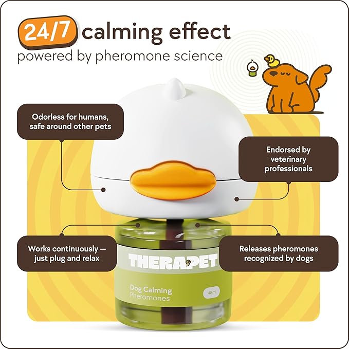 TherapetMD Dog Calming Diffuser - for Stress, Destructive Behavior, Pee Accidents, Separation Anxiety, Barking, Aggression & Chewing - 2 count Refill Included 30-Day each - Packaging May Vary