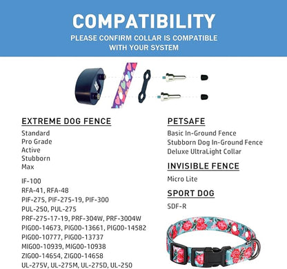 Rhea Rose 1 Inch Replacement Collar Strap Shock Collar with 2 Holes, Compatible with Nearly All Brands and Models of Underground Electric Dog Fences and Training Collars, Rose