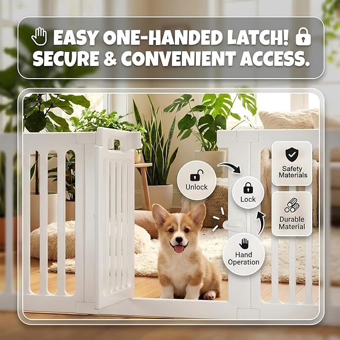Dog Playpen with Door, Portable Large Puppy Playpen for Indoor & Outdoor Use, Tool-Free Assembly Modern Pet Play Pen for Dogs, Cats & Small Animals