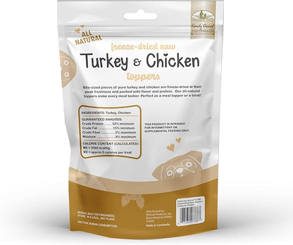 Fieldcrest Farms Freeze-Dried Raw Turkey & Chicken Dog Food Toppers or Treats, All Natural Real Ingredients, No Additives or Fillers, Protein & Flavor Boost, 12 oz