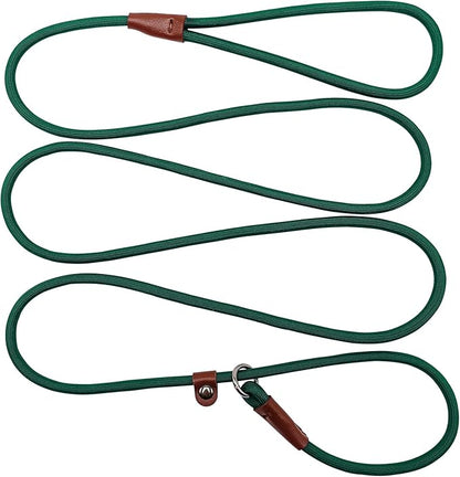 BTINESFUL 7FT Slip Lead Dog Leash, 1/4 inch Lightweight Nylon Rope Leash, No-Pull Training Lead for Small Medium Dogs, Dark Green