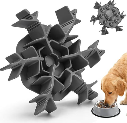 Slow Feeder Insert for Dog Bowl, Mabnuby 100% Food-Grade Silicone Slow Feeder Insert Fits Large Medium Small Size Dogs, Compatible with Regular & Elevated Bowls, Helps Prevent Digestive Issues, Gray