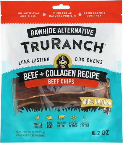 TRURANCH Collagen Chips - Collagen Dog Treats - Long Lasting Healthy Joint Support Dog Treat - Rawhide Alternative Chips - Skin & Coat Health - Made with Real Beef, 1 Bag, 8.2 oz