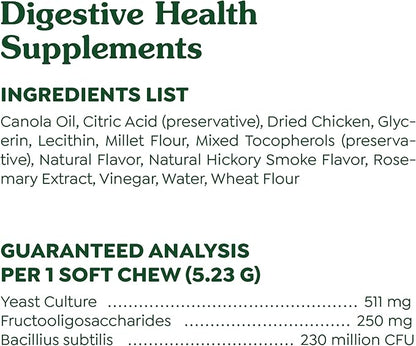 Greenies Supplements Digestive Health Probiotics for Dogs, Dog Probiotic Supplements, Chicken Flavor, 15.6 oz. Pouch of 80 Count