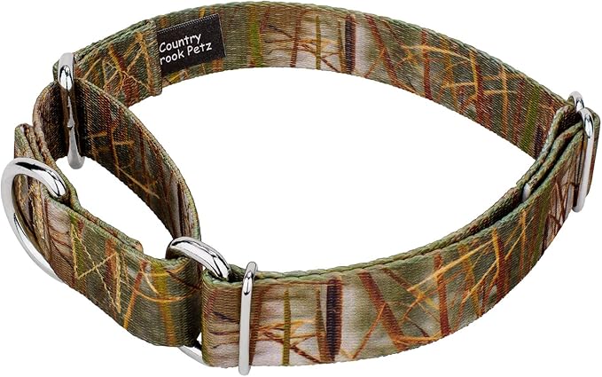 Country Brook Petz - Waterfowl Camo Martingale Dog Collar and Leash - Camouflage Collection Featuring Rugged Designs (1/2 Inch, 2XS)