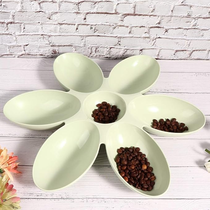 ZJchao Plastic Dog Bowl, Pet Six Petals Multiple Case Food Feeder Puppy Bowls Puppy Feeding Bowls Water Feeding Station for Cats Dogs General, 16.54x16.54inch (Green)