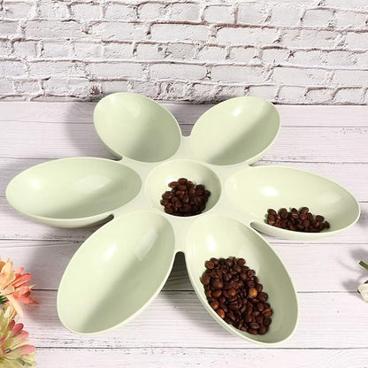 ZJchao Plastic Dog Bowl, Pet Six Petals Multiple Case Food Feeder Puppy Bowls Puppy Feeding Bowls Water Feeding Station for Cats Dogs General, 16.54x16.54inch (Green)