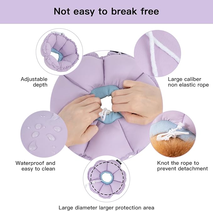 H HIDREAM Soft Dog Cones for Medium Dogs,Cute Adjustable Cone for Dogs to Stop Licking,Dog Recovery Collars & Cones that can Protect Head and Foot Wounds，Purple Flower All-Season Style