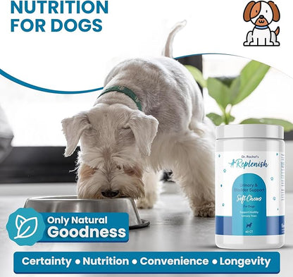 Replenish Urinary Tract Chews for Dogs - Cranberry Extract Chews - Dog UTI Treatment - Immune System Boost - Dog Urinary Health Chews for Senior Dogs - Bladder Support Chews - 60 Counts