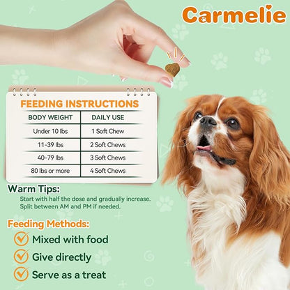 Carmelie Flea and Tick Prevention for Dogs - 200 Chews Natural Dog Flea and Tick Support, Oral Flea Supplement for All Dogs, Supports Healthy Skin & Coat, Puppy Flea Protection - Chicken Flavor