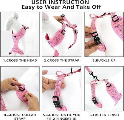 Dog Cat Harness and Leash Set, Puppia Soft Mesh Padded and Adjustable Puppy Vest Cute Dog Clothes Escape Proof Easy Walk Pet Accessories (Honeybee, S (Neck 10.6"-13"; Chest 14"-19.6"))