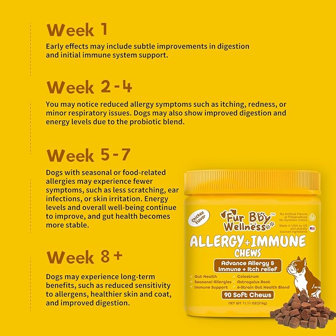 Allergy & Immune Support for Dogs Anti-Itch - Provide Seasonal Allergy Relief, Dog Probiotics for Itchy Skin, Ears, Eyes, and Stops Paw Licking - 90 Soft Chews
