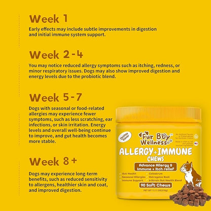Allergy & Immune Support for Dogs Anti-Itch - Provide Seasonal Allergy Relief, Dog Probiotics for Itchy Skin, Ears, Eyes, and Stops Paw Licking - 90 Soft Chews