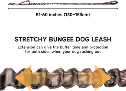 EXCELLENT ELITE SPANKER Bungee Dog Leash Tactical Nylon Adjustable Tactical No Pull Leads Rope for Dogs Quick Release Military Rope with 2 Control Handle (MCP)
