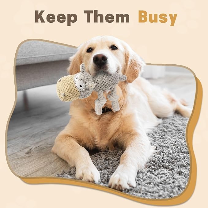 TOOPTATE Dog Toys for Aggressive Chewers - Squeaky Dog Toys to Keep Them Busy for Large Dogs (Gray, Medium)