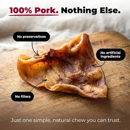 Best Pet Supplies GigaBite Whole Pig Ears for Dogs - All-Natural Slow-Roasted Chews that Clean Teeth and Satisfy Aggressive Chewers - 12 Pack for Large Dogs