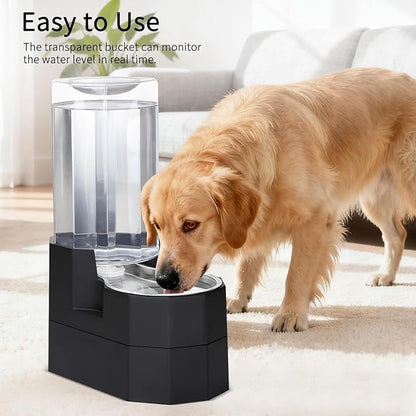 Sfozstra Raised Pet Water Dispenser: 8L Black Automatic Stainless Steel Gravity Cat Feeder for Elderly Pet Dogs Indoor Outdoor