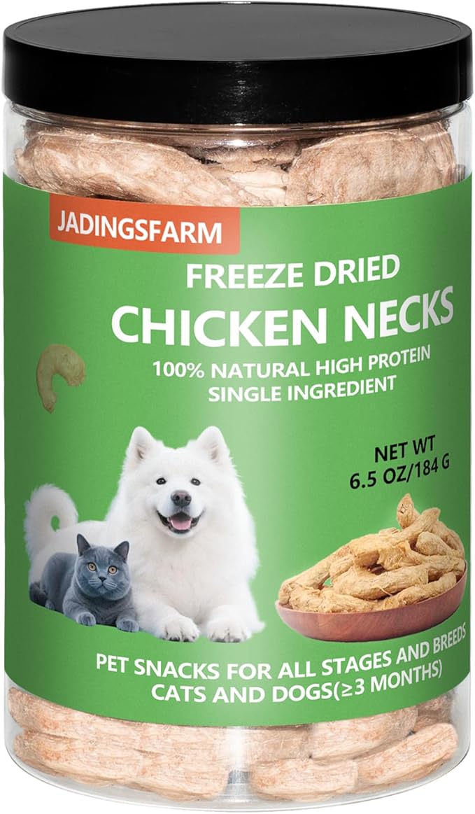 Freeze-Dried Raw Chicken Necks Dogs Treats- Single Ingredient High Protein Training Treats & Dental Chews - Grain Free, Gluten Free, 6.5 oz (Chicken Necks)