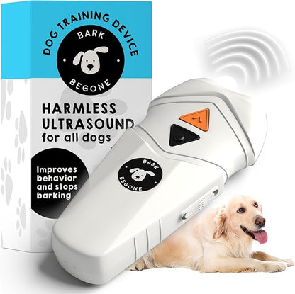 Ultrasonic Dog Bark Deterrent & Behavior Corrector - Stop Barking, Jumping, Aggression Without Yelling -Just Point & Press! Backed by Kevin Harrington from Shark Tank (White Rechargeable)