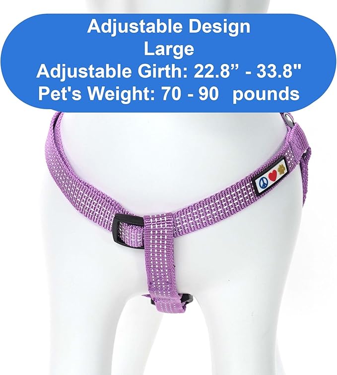 Pawtitas Reflective Step-in Dog Harness – Adjustable No-Pull Vest for Puppies to Seniors, Safe & Comfortable, L Orchid