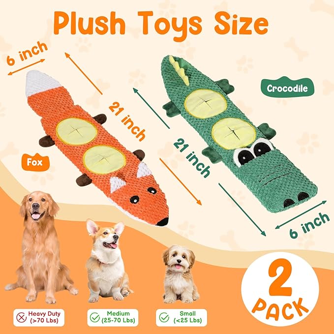 2 Pack Dog Toys for Aggressive Chewers - Interactive Dog Toys, Interactive Puppy Dog Chew Toys with Squeaker & No Stuffing Dog Puzzle Toy (Suitable for Small and Medium Dogs)