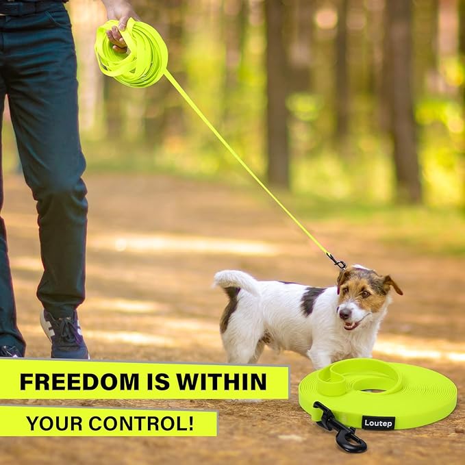 Waterproof Dog Leash 10ft, 16ft, 30ft, 50ft PVC Recall Long Line Dog Leash Beach Swimming Tracking Training Dogs Lead for Small, Medium and Large Dogs