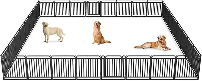 New Thickened Version Dog Playpen, 32 Inch Dog Fences for The Yard, Portable Outdoor Dog Playpen for Large/Medium/Small Dogs, Foldable Metal Dog playpen, with Doors (32 Panels, 32 Inch)