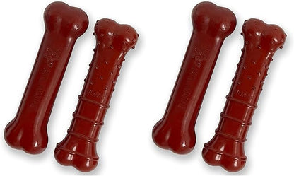 Nylabone Power Chew Basted Blast Dual Flavored Dog Chew Toys for Aggressive Chewers - Durable Dog Bones with 2 Layers of Flavor - Bacon and Steak Flavor, Small/Regular (2 Count) (Pack of 2)