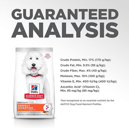 Hill's Science Diet Adult 7+ Perfect Digestion Small Bites Dry Dog Food, Chicken, Whole Oats, & Brown Rice, 12 lb. Bag