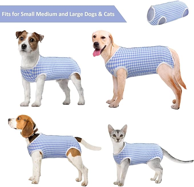 Kuoser Surgical Recovery Suit for Dogs Cats, Pet T-Shirt After Surgery Wear for Dogs, Dog Professional Recovery Suit Comfortable E Collar Alternative, Prevent Licking Onesies Pet Surgery Recovery Suit