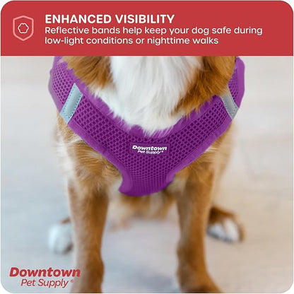 Downtown Pet Supply Step-in Dog Harness – No Pull, Adjustable Padded Mesh with Reflective Trim, Secure Buckle Strap – Comfortable & Breathable Small Dog Harness, Smal, Purple