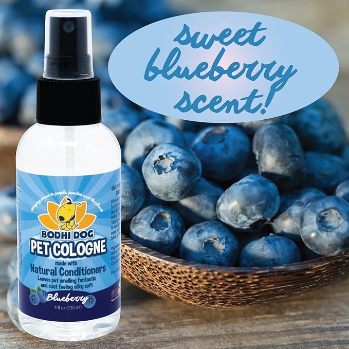 Bodhi Dog Natural Dog Cologne (Blueberry) - Premium Scented Deodorizing Pet Perfume with Conditioner for Dogs & Cats - Keeps Pets Fresh & Clean - Gentle and Safe Formula, Made in USA (4 Fl Oz) | Natural, Premium Scented, Deodorizing, with Conditioner, ...
