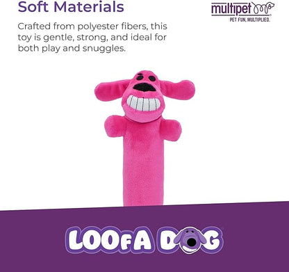 Multipet Original Loofa Dog Plush Toy - Squeaky Toy for All Dogs - Extra Soft Plush - Stuffed Animal Dog Toys for Playing - Cute Dog Pet Toy (1 Count, 12”, Random Color Surprise)