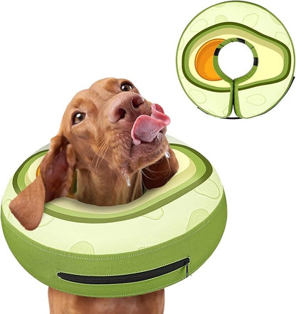 Inflatable Dog Cone Collar to Stop Licking, Soft Neck Donut Collar After Surgery, Adjustable Recovery Cone for Small Medium Large Dogs (Avocado,M)