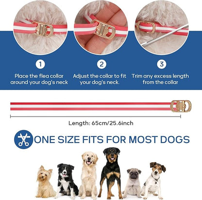 4 Pack Flea and Tick Collar for Dogs- 32 Months Fleas and Ticks Treatment - Water Resistant Dog Flea Collars for Puppy Small Medium Large Dog- Red & White