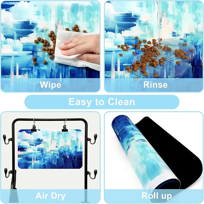 Dog Food Mats for Floors Waterproof Mat for Cat Food and Water Bowls - Absorbent Quick Dry Non Slip Mat for Pet Feeding