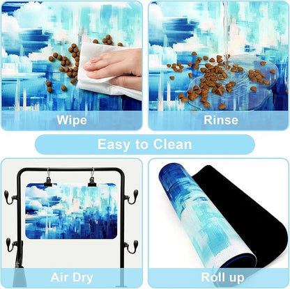 Dog Food Mats for Floors Waterproof Mat for Cat Food and Water Bowls - Absorbent Quick Dry Non Slip Mat for Pet Feeding