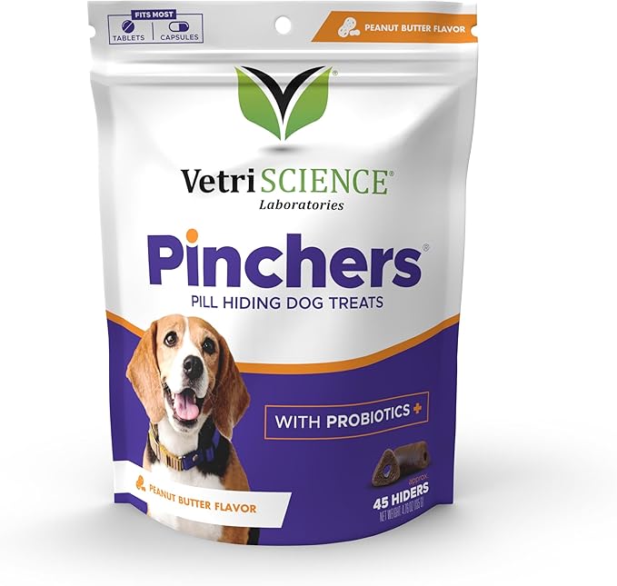 VETRISCIENCE Extra Large Pinchers Pill Hiders Chews, Non-Greasy Pill Wrap with Probiotics for Dogs, Disguise Pills, Capsules and Tablets, Soft and Chewy, Gut and Immune Health, Peanut Butter, 2 Pack
