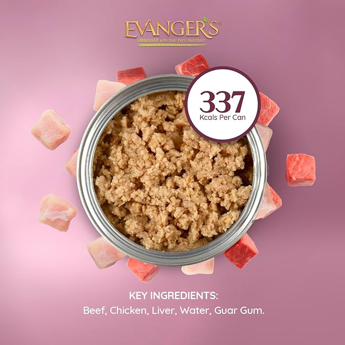 Evanger's Heritage Classic Beef with Chicken & Liver Dog Food – 12 Count, 12.5 oz Each – Loaf Style Recipe with Proteins – Wet Dog Food – Grain & Gluten Free